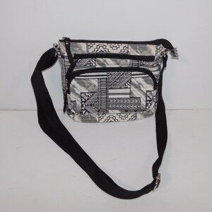 No Boundaries Black White Gray Quilted tribal Crossbody shoulder Bag Purse